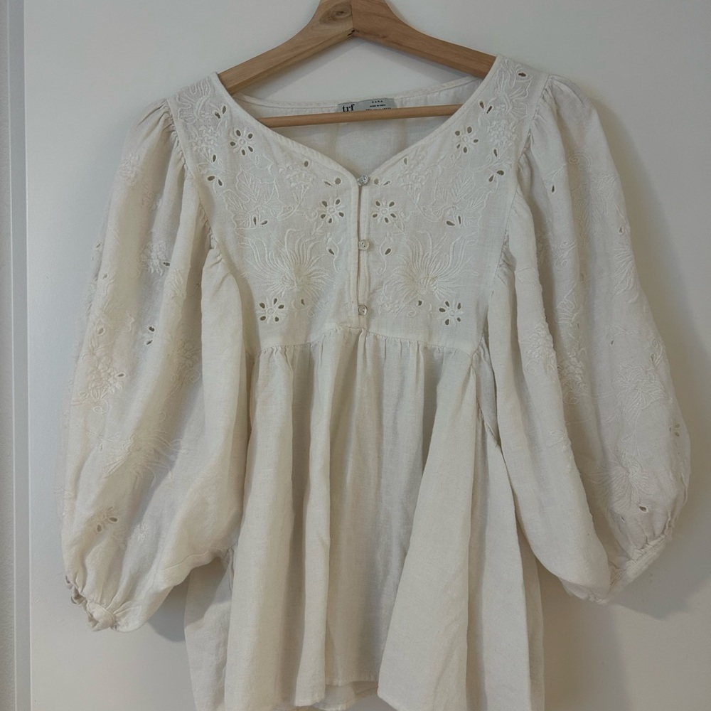Zara Cream Embroidered Blouse
